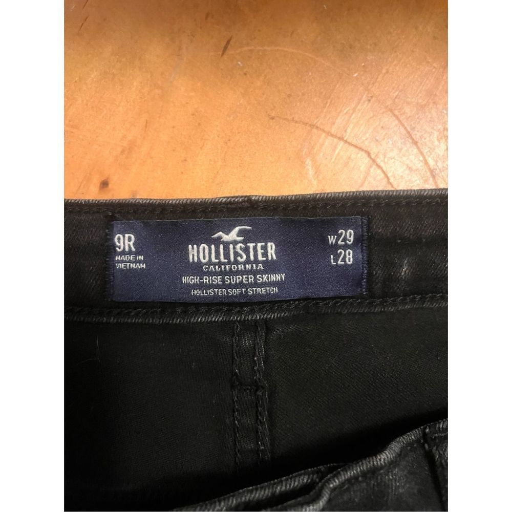 Hollister Jeans Womens 9R Black Denim High Rise Super Skinny 29x28 Stretch (1320 - Picture 6 of 7